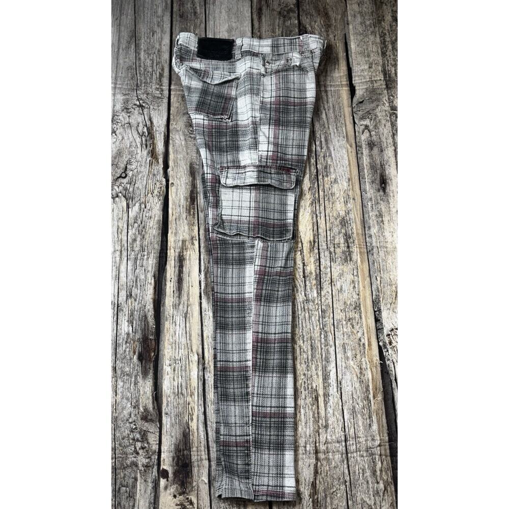 Trinity Kays Kulture Plaid Cargo Zip Skinny Pants Mens Size 30x30